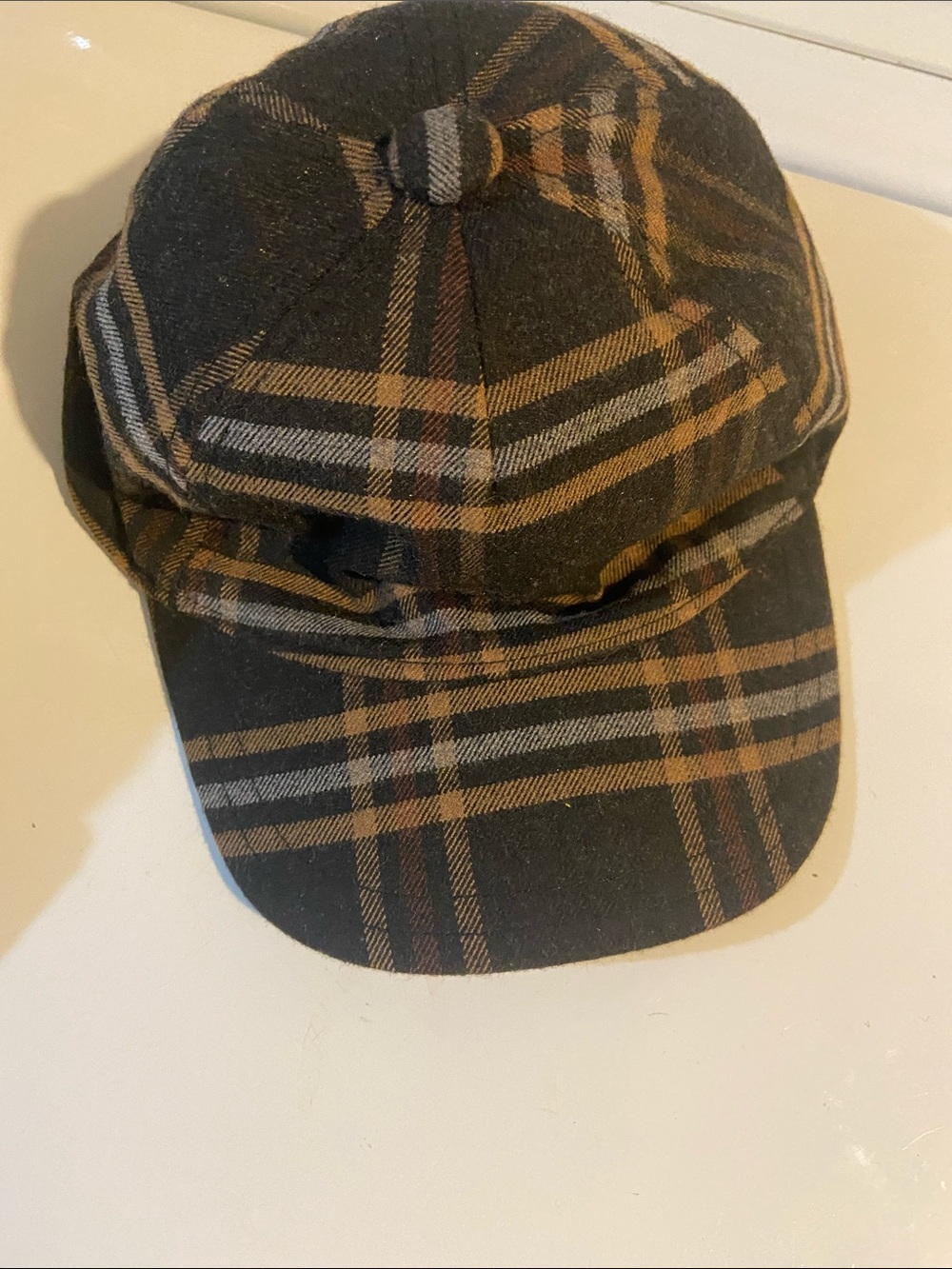 Janie and Jack Brown Plaid Newsboy Cap. 6/12months